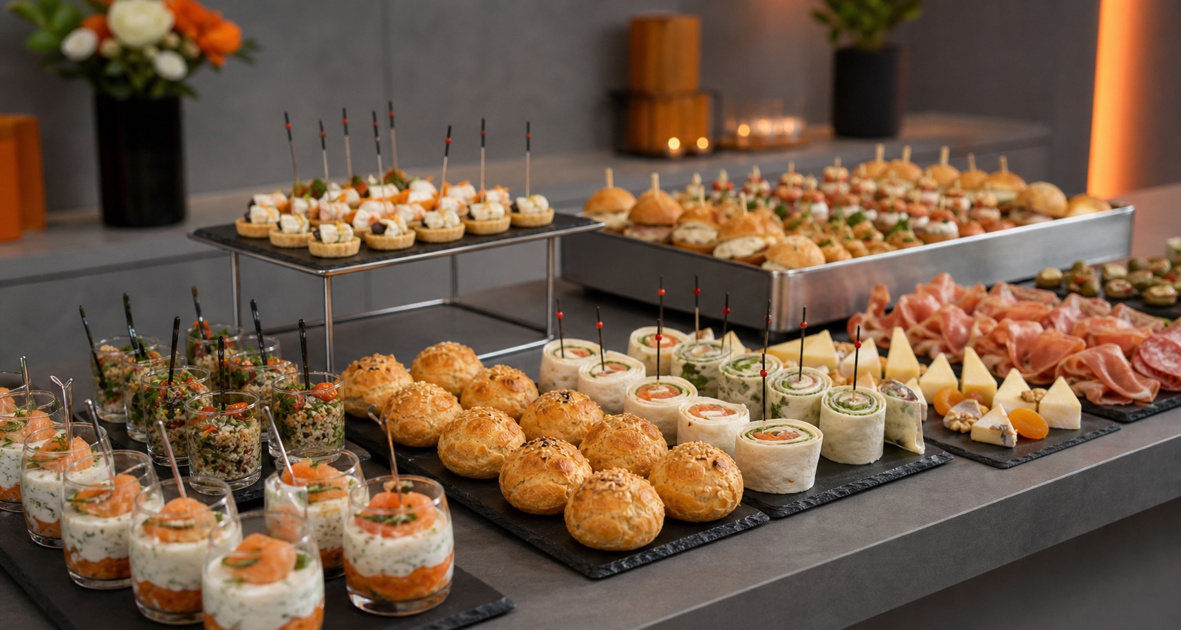 Buffet dressé pour une réception